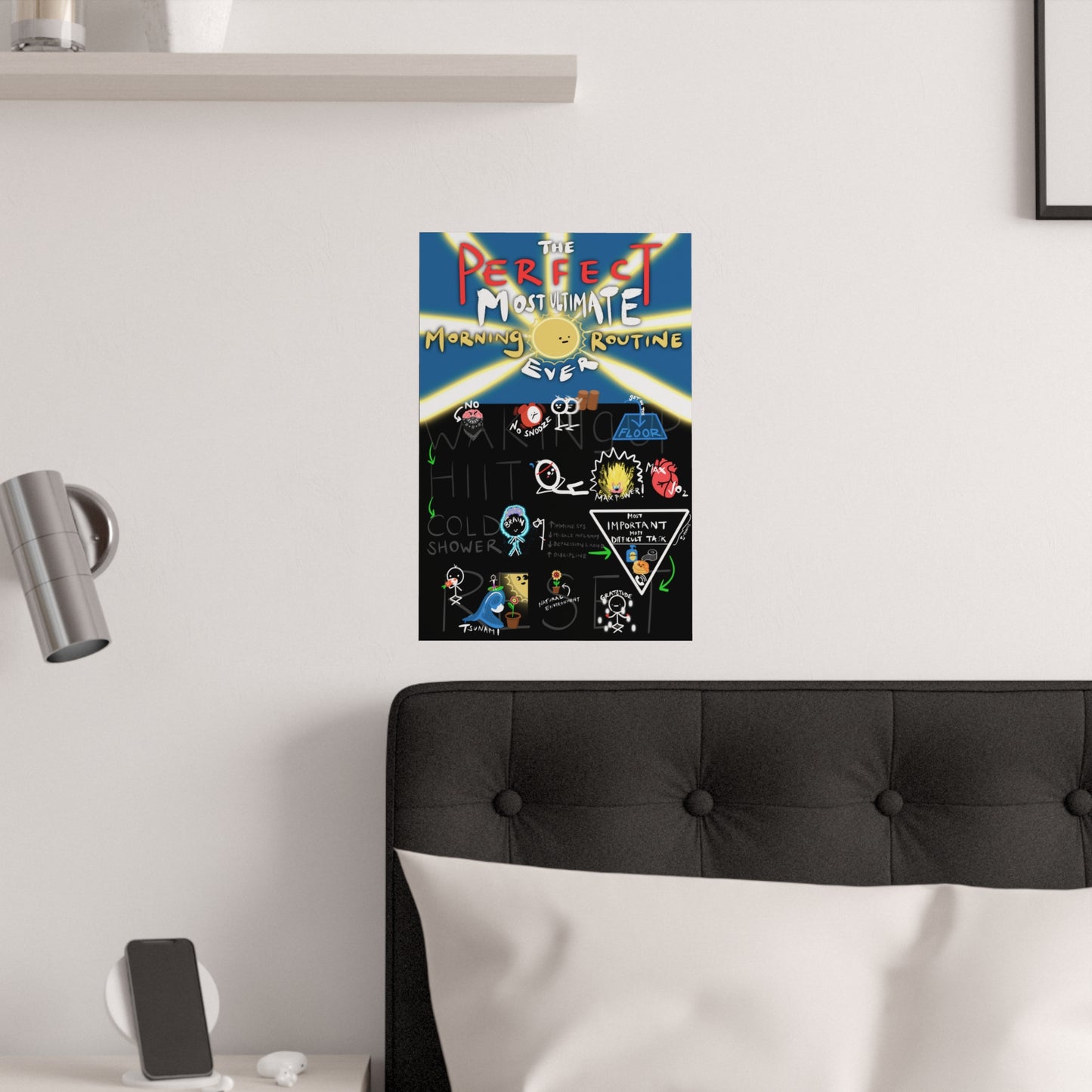 The Perfect Most Ultimate Morning Routine Ever (Satin Poster)